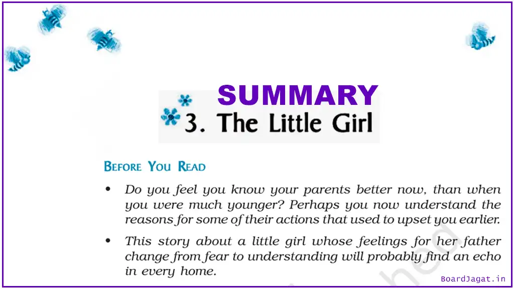 The Little Girl Summary Class 9 English
