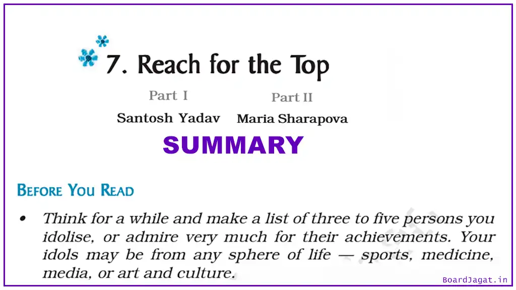 Reach for the Top Summary Class 9 English
