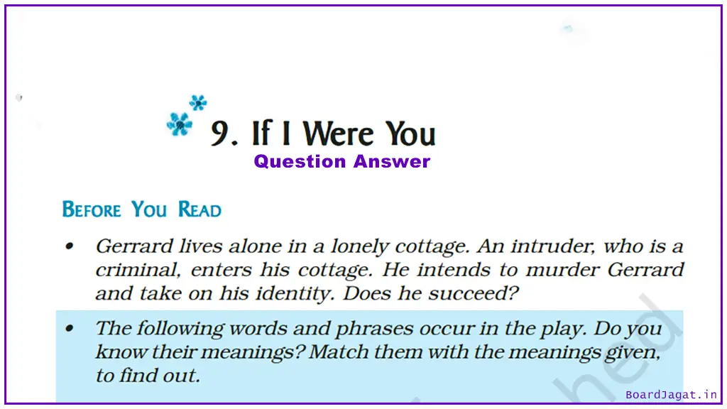 If I Were You Question Answer Class 9 English