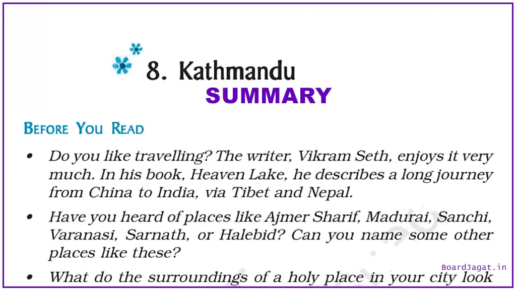 Kathmandu Summary Class 9 English